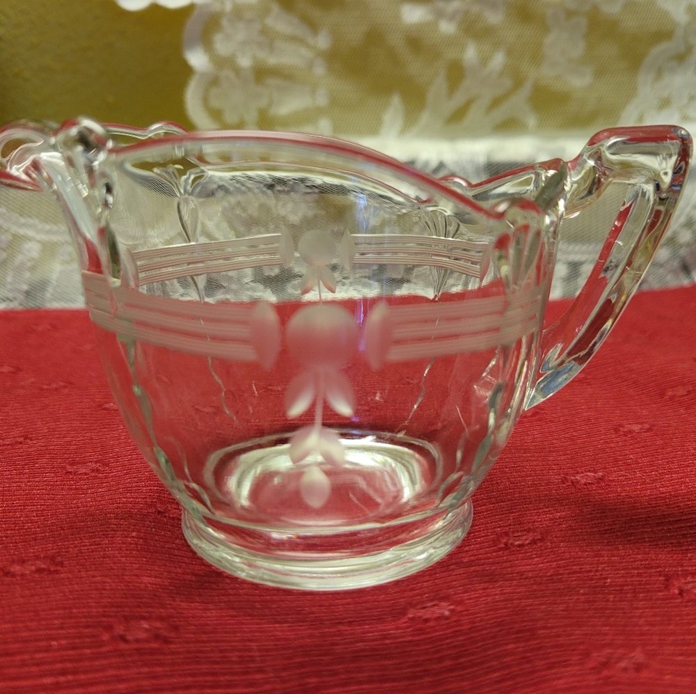 VTG Glass Creamer Syrup Honey Pitcher